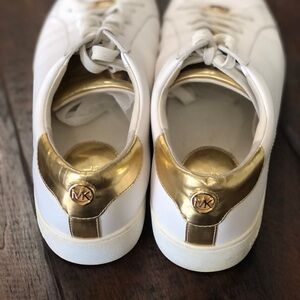 Michael Kors White and Gold Sneakers with Sleek Design